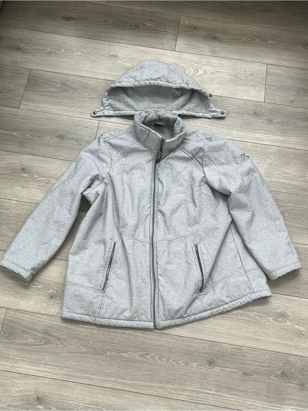 ZeroXposur Girls' Light Gray Quilted Hooded Puffer Jacket